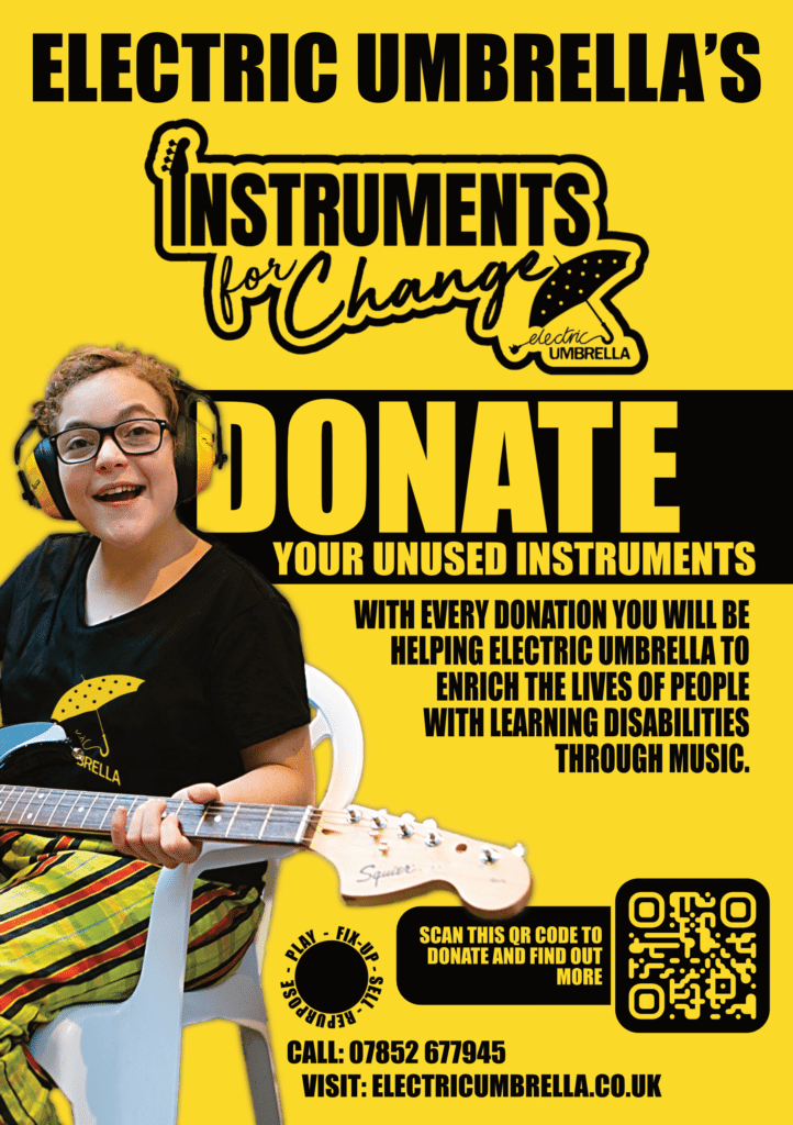 Donate instruments to support Electric Umbrella's music program.