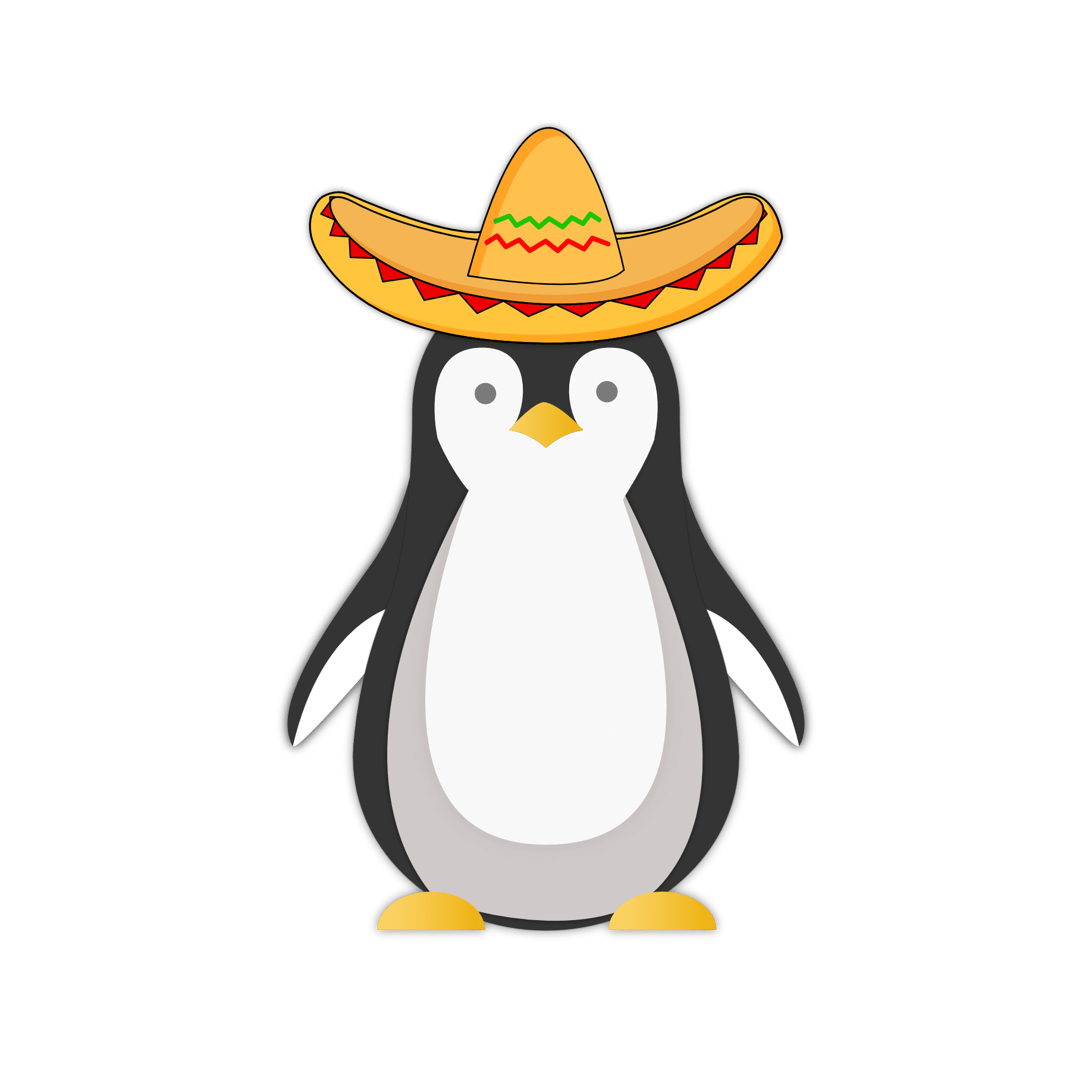 Cartoon penguin wearing a sombrero