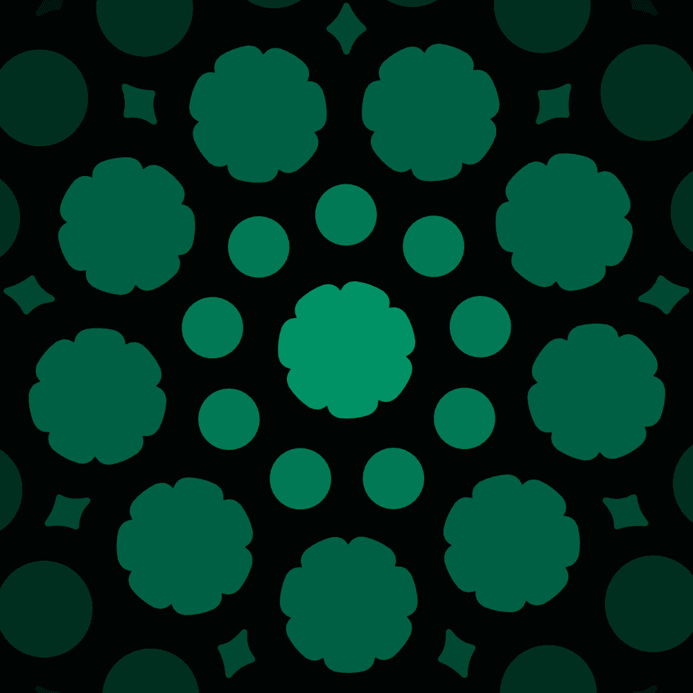 Green floral pattern with circular elements